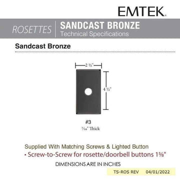Emtek 2423 Sandcast Style 3 Doorbell Cover